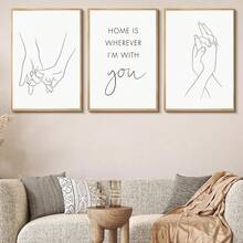 3 Stücke/Set, Leinwandkunst, gerahmte Wanddekoration, Paar-Zimmer Dekoration, Akzent für Schlafzimmer-Kopfteil, Linienkunst, romantische Wandgalerie, Wandkunst für Neuvermahlte Wohnzimmer, Valentinstag Dekoration, Hochzeitsdekoration, Zimmer Dekoration, Schlafzimmer Dekoration, Wohnzimmer Dekoration