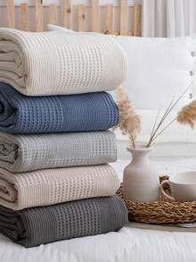 200X230 Geometric Blanket, %100 Cotton Geometric Blanket, Multi-Purpose Geometric Waffle Throw Blanket, Dokubba Geometric Blanket