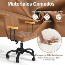 Silla Oficina en Casa,Silla Trabajo Giratoria Cuero PU con Respaldo Bajo y Brazos,Silla Escritorio con Ruedas Ajustable en Altura para Niños,Adolescentes y Adultos Marrón - Gama alta 1 - Ver 4