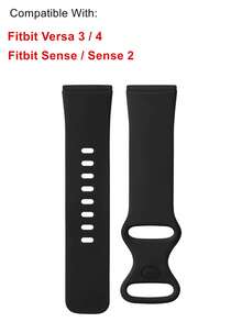 1条男女通用黑色柔软舒适硅胶运动表带，兼容 Fitbit Versa 3、Fitbit Sense/Sense 2，简约硅胶表带也适用于 Fitbit Versa 4，智能手表表带 - 黑色 - 查看 3