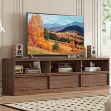 Ataucjin Mid Century Modern TV Stand For 65 70 75 Inch TVs,Industrial Media Console Entertainment Center With 3 Drawers & Open Shelves,TV Stand For Living Room & Bedroom - Brown - View 6