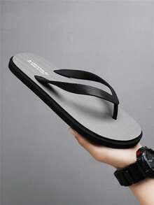Men's Comfortable, Lightweight, Personalized Slippers, Beach Flip Flops, Non-Slip Sandals, Summer - Grey - View 7