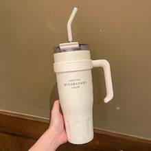 40OZ/1200ML SITARAYURI Double Wall  Bottle For Father's Day, With Handle And Straw, Large Capacity Portable Cup For Hot And Cold Dual Use, 1200ml Steel  Bottle, Suitable For Hot Or Cold Drinks, Suitable For Camping, Outdoor Activities, Driving, Sports, Fitness And Holiday Gifts. - 優質款白色 - 查看 9