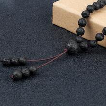 1件休闲风格108颗念珠黑珠项链佛教弹性马项链简约百搭毛衣链 - 黑色 - 查看 8