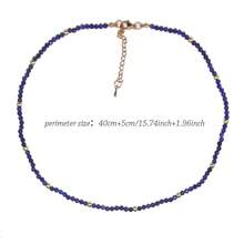 1 PIEZA Collar de piedra de lapislázuli natural hecho a mano - Espaciadores dorados minimalistas y delicados, joyería de gema azul profunda para atuendos casuales, regalo para ella, accesorio versátil, diseño elegante, artesanía de alta calidad, accesorios elegantes para mujer
