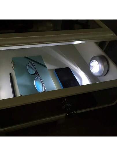 Wireless LED Round Push Lights, Battery Rechargeable, Adhesive Back, Portable Easy Installation, Hallway, Bathroom, Bedroom, Kitchen, Cabinet, Stairs Home view 9