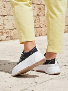 Women's Platform Sneakers - Black - View 4