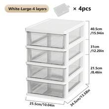 Clear Desktop Storage Box With Drawer & Small Plastic Snap-Lock Box Heightened Table Organizer Office Storage Plastic Storage Cabinet For Stationery Student Desk Accessories Cosmetics, Back To School - Multicolor - View 25