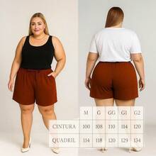 Shorts Plus Size Duna Cós Elástico Primavera Verão G ao G2 Envio Imediato - Visão 5