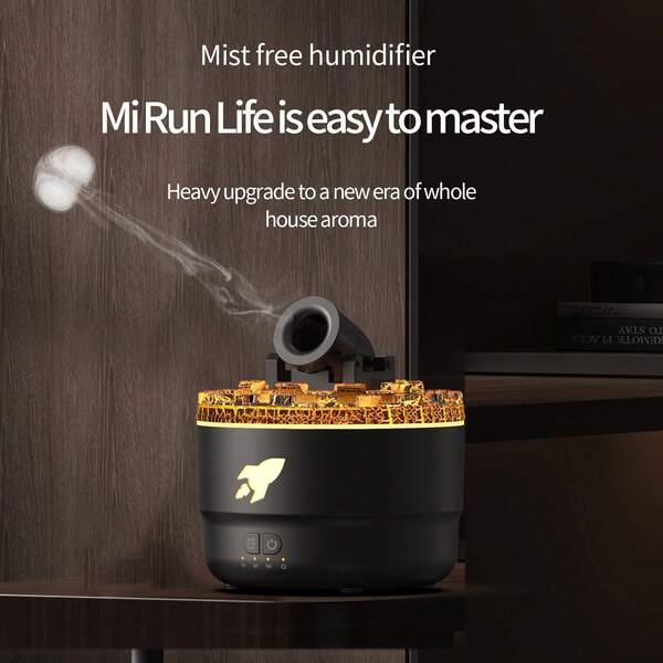 1 Stück USB betriebener simulierter Kanonen-Aroma-Diffuser mit 7-Farben-Stimmungsbeleuchtung, unterstützt ätherische Öle, 3 Timer-Einstellungen, leiser Betrieb, geeignet für Schlafzimmer/Hotel/Büro