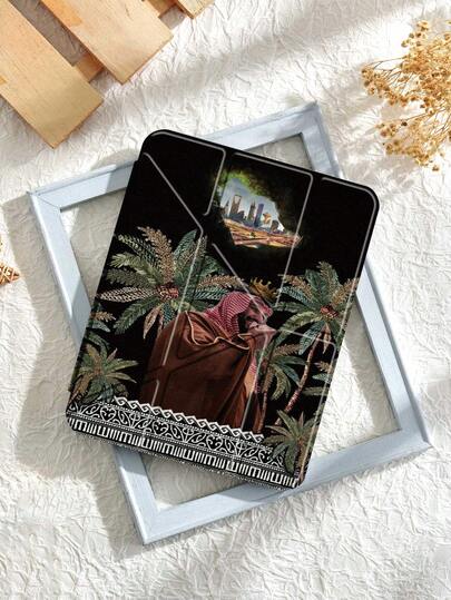 1 件沙特城市景观棕榈梦平板电脑保护壳兼容 iPad Mini6/9.7/10.2/10.5//Air4/Air5/10th/10.9/Pro11inch/Air11(M2)/Air13(M2)/Pro11(M4)/Pro13(M4) 2024, 12.9 英寸/iPad Air 13(M3 2025)/iPad (A16) 11 英寸第 11 代 2025，兼容三星 Galaxy，支持自动睡眠/唤醒盖，带笔槽，开学季必备平板电脑保护壳