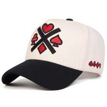 1Piece Men Poker Embroidered Patchwork Five-Sided Baseball Cap Outdoor Adjustable Sunscreen Leisure Hat Spring Autumn Travel Tourism Beach Vacation - 彩色 - 查看 6
