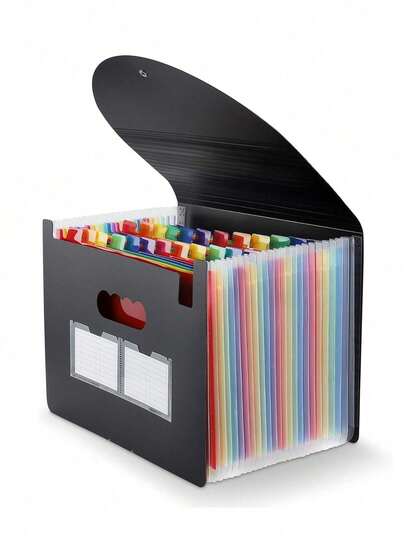 Organizador de carpetas plegables, Bolsillo para carpetas organizadoras A4, Organizador portátil de carpetas tamaño A4 con pestañas de colores, Carpeta de escritorio plegable expandible, Organizador de carpetas de plástico de colores, Caja de carpetas portátil expandible multicolor para almacenar en la oficina, Para organizar los papeles de los estudiantes.