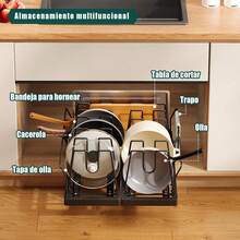 Organizador de Sartenes y Ollas Corredero Porta Sartenes de Cocina 10 Compartimentos Ajustables Metal Estante Tapas de Ollas Cajon Tofaney - blanco 1 paquete - Ver 8
