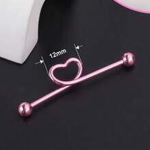 Stainless Steel Industrial Crossbar Stud Earrings Love Peach Heart Barbell Earbone Stud Puncture Jewelry - 7# - Xem 3