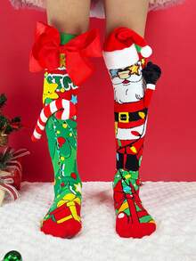 1 Pair Children's Christmas 3D Decor Over-The-Knee Socks, Suitable For Children's Christmas Party Costumes And Holiday Gifts - Red - View 11