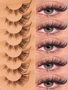 7 Pairs Of Natural Long False Eyelashes Soft And Fluffy Eyelashes Natural Look Corner Elongation Effect Eyelash Extension Tool Reusable For Beginners