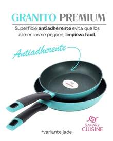 BATERIA FOODE ANTIADHERENTE MARMOL 9 PIEZAS NO SE PEGA LA COMIDA TAPAS IRROMPIBLES, MARMOL PREMIUM, UTENSILIOS  SILICONA, ARROZ, CREPAS, GUISADOS, TORTILLAS, MILANESAS Y MAS - Agua verde azul - Ver 3