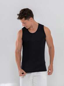 Men's Casual Gym Comfortable Premium Tank Top - 黑色 - 查看 2