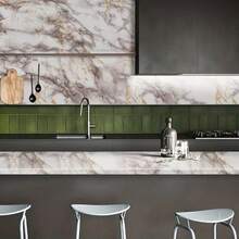 1 rollo de papel de contacto brillante, pegatinas de pared autoadhesivas, papel tapiz de PVC desprendible, es decir, papel tapiz con patrón de piedra de flores grandes que se puede pelar, adecuado para la cocina, el dormitorio, la sala de estar, la decoración de muebles de encimera, rollo de papel tapiz para decoración del hogar y renovación de muebles 40cm x 5m - Amarillo - Ver 12