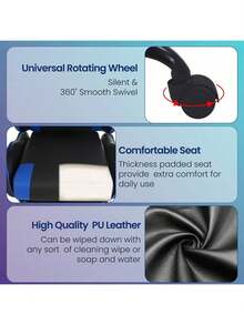 Ergonomic Racing Style Gaming Chair | Computer Desk Chair With Adjustable Lumbar Support | Breathable, Reclinable Design For Long Gaming/Work Hours - 藍色 - 查看 4