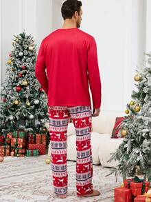 1 Set Men's Christmas Print Loungewear Set, Long Sleeve Top And Long Pants, Fall & Winter Clothes - Multicolor - View 6
