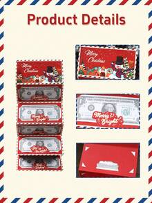 1 pieza Tarjeta portadinero plegada con decoración navideña "Feliz Navidad", Bolsas de dinero navideñas, Tarjeta de dinero plegada con muñeco de nieve rojo, Sorpresas de efectivo para fiestas navideñas, Decoración de aniversario con tarjeta de dinero plegada, Decoraciones de efectivo para celebraciones navideñas, Decoraciones para fiestas navideñas