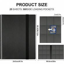 Trading Cards Album Folder 360 Pockets Card Binder Holder Game Card Sleeves Case - 黑色 - 查看 6