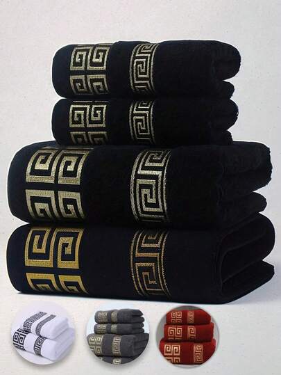 1pc Luxurious Geometric Pattern Hand Towel/Black White Grey Bath Towel/Swimming Pool Towel Or 70*140 Bath Towel - Super Soft, Highly Absorbent, Quick-Drying, Multi-Purpose Towel For Home And Bathroom - Fashionable Decoration, Household Bathroom Accessory Home Bathroom Decor Fall Decor Back To School For Beauty Salon Home Bathroom Shower Towels For Beauty Salon, Hotel Sports,Home Essentials, Towel, Skin Care Bath Towel Sheet