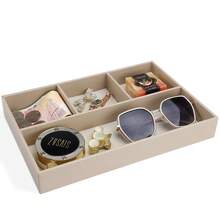 4-Grid Storage Organizer - Multipurpose Desktop, Nightstand, Drawer Organizer Box - Jewelry, Fashion Glasses, Phone, Watch, Perfume, Lipstick Storage Tray Divided Container, Holiday Gift - Multicolor - View 1