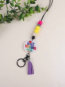 1pc Back To School Silicone Beaded Lanyard ID Badge Holder, Acrylic Tassel Charm Necklace Pendant Gift For Teachers, Students Halloween Car Accessories Bag Charm Cute Goth Y2k Bag Accessories Lanyards With Id Holder Car Accessories Bag Charms - Multicolor - View 23