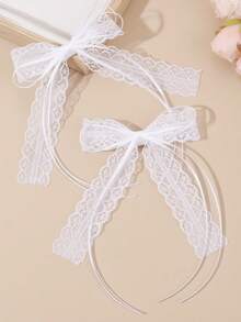2 件白色和黑色薄纱蝴蝶结发夹，蕾丝压缩夹蝴蝶结发夹，适合女孩青少年礼物婚礼派对的甜美发饰 - 彩色 - 查看 7