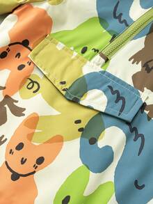 mini bala Boys Soft Faux Leather Hoodie Windproof Soft Cozy Stylish Outdoor Top - Flower Green Tone - View 8