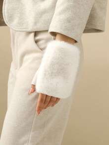 1 Peça De Luvas Com Tela Sensível Ao Toque Para Mulheres, Luvas Sem Dedos Quente, Outono/Inverno - Multicolorido - Ver 7