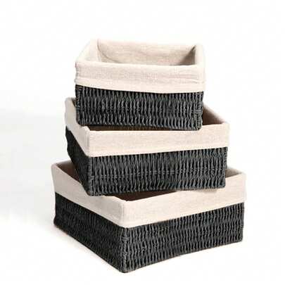 3件套/1件手工编织藤条桌面收纳篮，可收纳化妆品、钥匙、零食，适用于客厅、卧室、书房和办公室桌面，家居装饰收纳篮，情人节礼物