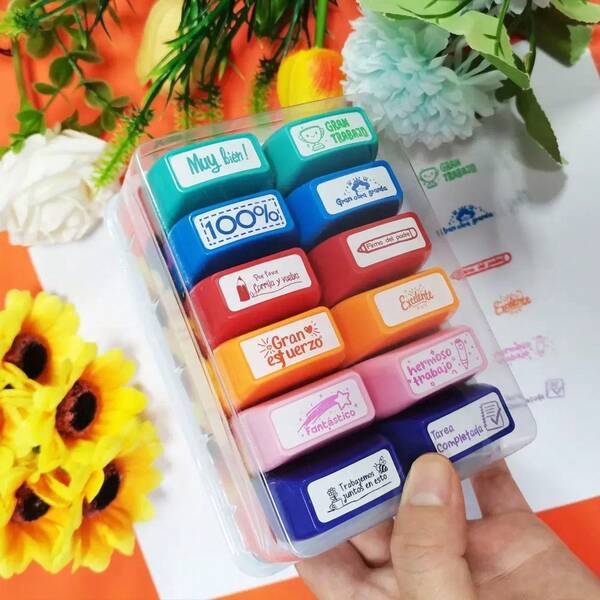 Teacher Stamps, Colorful Square Educational Stamps For Grading, Approving Assignments, And Rewarding Students - Perfect For Back To School Season And Classroom Supplies | Colorful Stamps, Teacher Stamps.