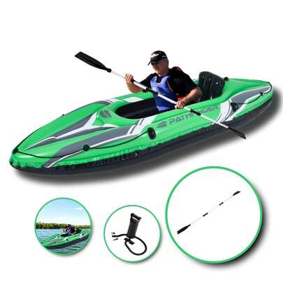 Caiaque Inflável Com Bomba Remos 1 Pessoa Verde Importway