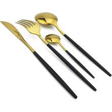 Juego de Cubiertos de Acero Inoxidable de 24 Piezas para Cena - Oro negro - Ver 9