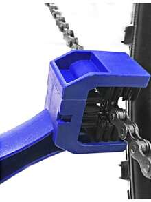 Cepillo de cadena, cepillo de limpieza de bicicletas, limpiador de cadenas, arandela de cadena, cepillo de tres lados para cadena de motocicleta, herramienta de limpieza, herramienta de limpieza de cepillo de cadena de bicicleta - Azul - Ver 5