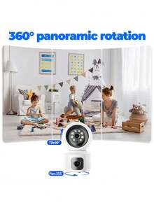 FHD Wireless Security Camera With Pan Tilt Zoom Function, Dual Lens Dual Screen, Intelligent Tracking And Voice Alarm - Full-Color Day/, USB Power Supply, Dual Channel Audio Intercom, 1 Device Equals 2 Devices, Monitoring And Viewing From 2 Different Angles