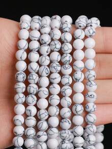 15 Inch 4/6/8/10/12mm Natural Stone Round Beads, Turquoise/White Turquoise/Blue Turquoise, Protective Energy/Prosperity/Chakra Healing Stones, For DIY Jewelry Making/Bracelets/Necklaces And Craft Accessories