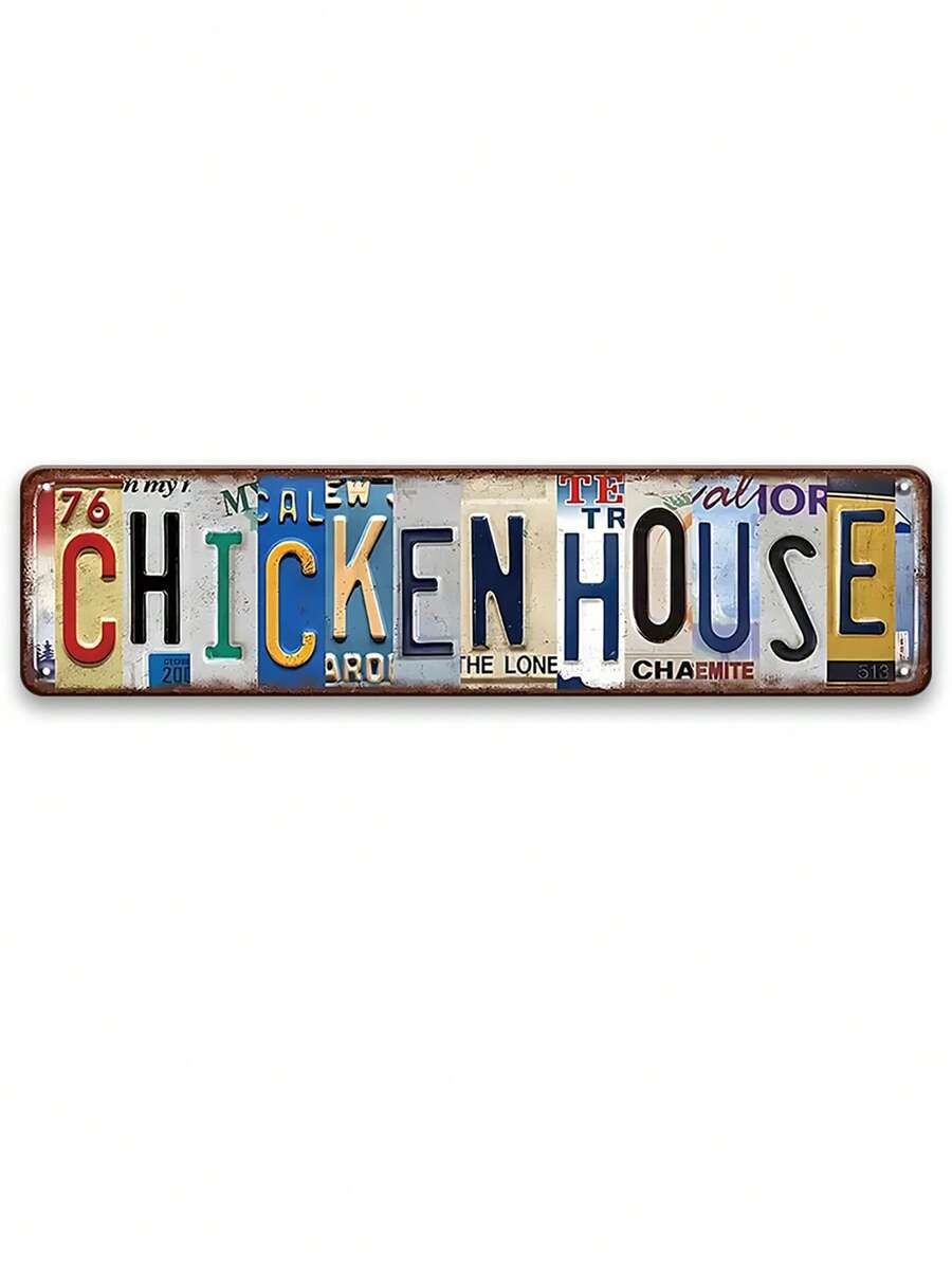 1pc Vintage Farm Metal Tin Sign, Chicken House Wall Sign, Chicken Crossing Metal Wall Sign, Henhouse Wall Plaque, Rustic Wall Decor For Farm, Farmhouse, Yard, Porch, Home, Henhouse, Chicken House, Outdoor, Farmhouse Decoration, Farm Wall Hanging Plaque, 4x16 Inch