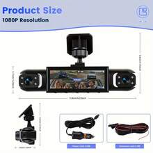 Dash Cam For Car, 4-Channel Black Box Driving Camera, Car Dashboard Camera, Left/Right/Front/Rear Camera, Wide Angle, Adjustable Lens, Loop Recording, Night Vision, Motion Detection,150mAh Battery