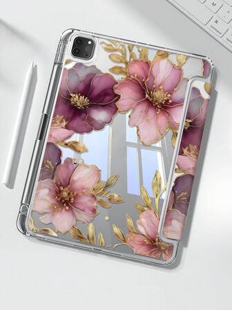 This Beautiful And Cute Cartoon Pink Gilded Flower Double-Sided Painted Acrylic Transparent Crystal Back Cover Is Shockproof And Suitable For IPad 7th Generation, 8th Generation (10.2 Inches), And 10th Generation. It Has A Built-In Pen Slot And Supports Sleep And Wake-Up Functions/Multiple Folding Stand Methods. These Are All Wonderful Halloween And New Year Gifts