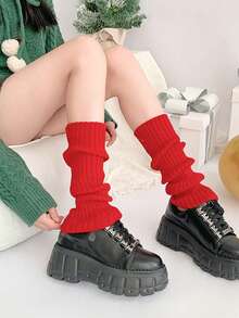 1双40厘米红色腿套，防滑保暖，适合日常生活、圣诞节、春节等场合，舒适保暖。 - 紅色 - 查看 5