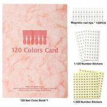 120/180色磁性指甲油展示册，可拆卸色卡盘，高端PU材质色卡展示册，配有120/180个磁性色卡头和1个编号标签，是美甲设计的理想之选。