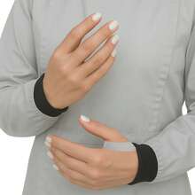 Bata Medica Antifluidos Unitalla marsupial puño con pasador de pulgar fresca suave cordones ajustables - Perla - Ver 3