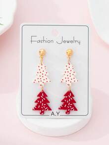 1 Pair Christmas Colorful Christmas Tree Enamel Faux Soft Pottery Design Women Fashion Jewelry Earrings, Perfect Gift For Holiday Parties - Multicolor - View 1