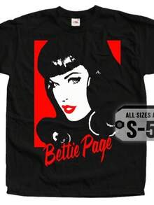 Bettie Page V18 Poster Men T Shirt All Sizes S-5XL - màu đen - Xem 1