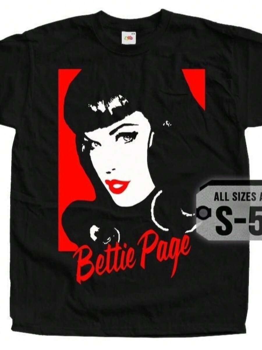 Bettie Page V18 Poster Men T Shirt All Sizes S-5XL - màu đen - Xem 1